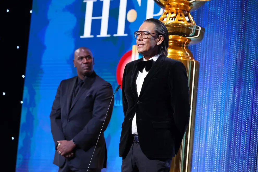Beverly Hills (United States), 09/01/2022.- A handout photo made available by Getty Images North America showing HFPA Chief Diversity Officer Neil Phillips speaks onstage during the 79th Annual Golden Globe Awards at The Beverly Hilton in Beverly Hills, California, USA, 09 January 2022. (Estados Unidos) EFE/EPA/Emma McIntyre / HANDOUT HANDOUT EDITORIAL USE ONLY/NO SALES
 USA GOLDEN GLOBES AWARDS 2022
