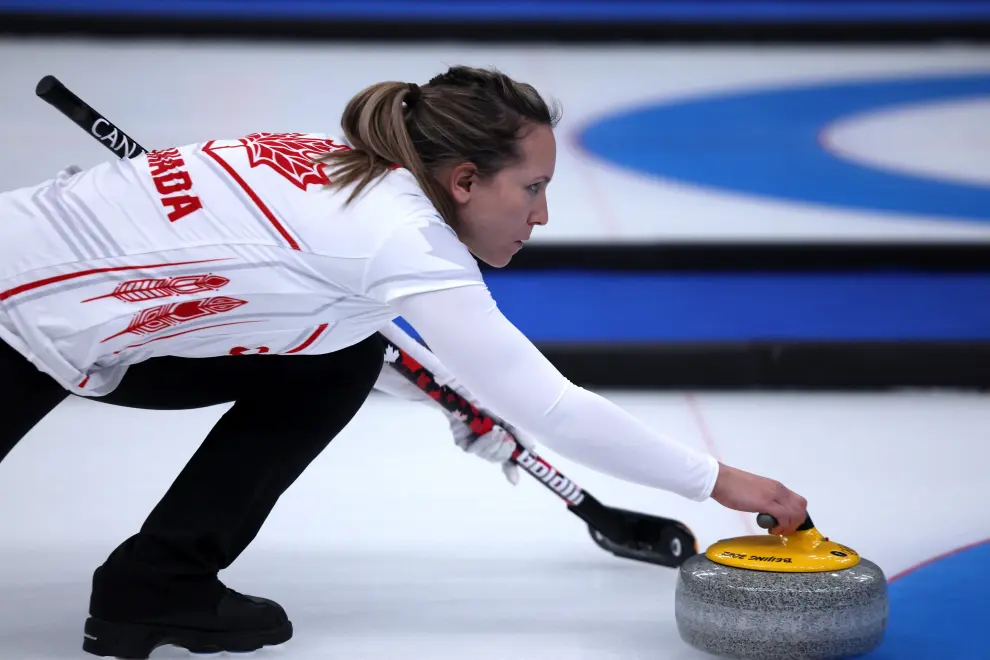 2022 Beijing Olympics - Curling - Mixed Doubles Round Robin Session 3 - Italy v Switzerland - National Aquatics Center, Beijing, China - February 3, 2022. Martin Rios of Switzerland in action. REUTERS/Eloisa Lopez OLYMPICS-2022-CURLING/