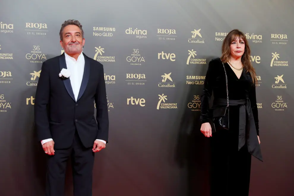 Almudena Fonseca y Manolo García, de 'El buen patrón', en los Premios Goya 2022.