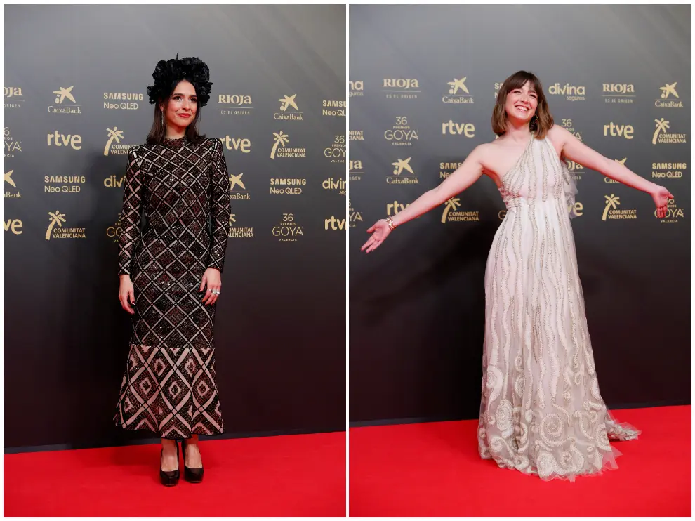 Las actrices Cristina Brondo y Carla Campra en la alfombra roja de los Premios Goya 2022.
