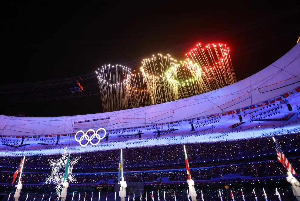 2022 Beijing Olympics - Closing Ceremony - National Stadium, Beijing, China - February 20, 2022. General view of fireworks during the closing ceremony. REUTERS/Pawel Kopczynski OLYMPICS-2022-CLOSING/