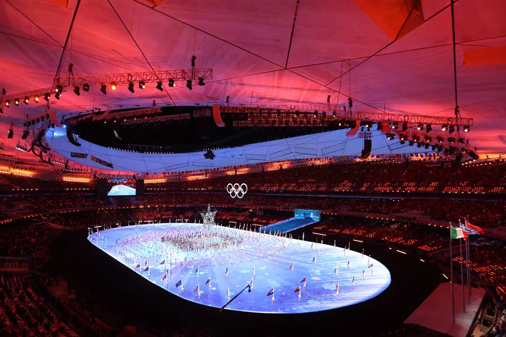 Beijing (China), 20/02/2022.- Artists perform during the Closing Ceremony for the Beijing 2022 Olympic Games at the National Stadium, also known as Bird's Nest, in Beijing China, 20 February 2022. EFE/EPA/JEROME FAVRE
 CHINA BEIJING 2022 OLYMPIC GAMES