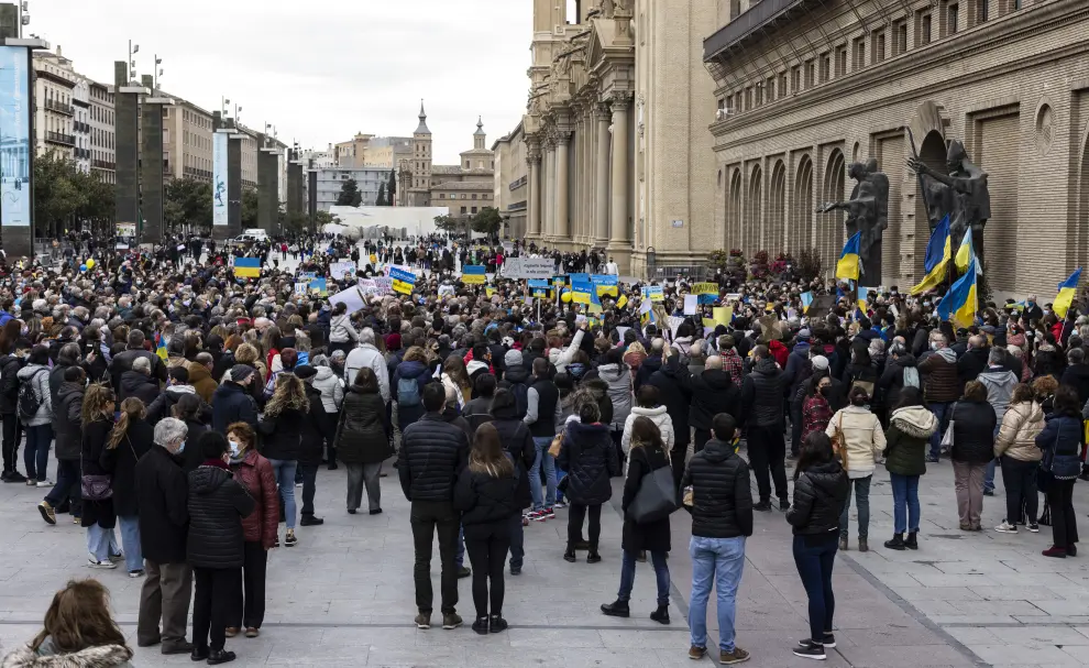 Manifestación contra la guerra entre Rusia y Ucrania en Zaragoza