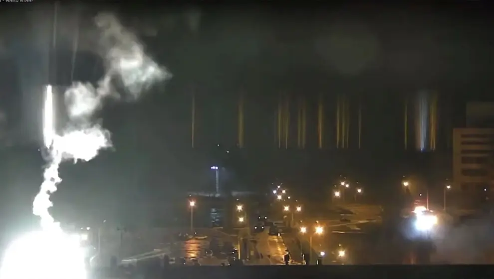Surveillance camera footage shows Zaporizhzhia nuclear power plant during shelling in Enerhodar