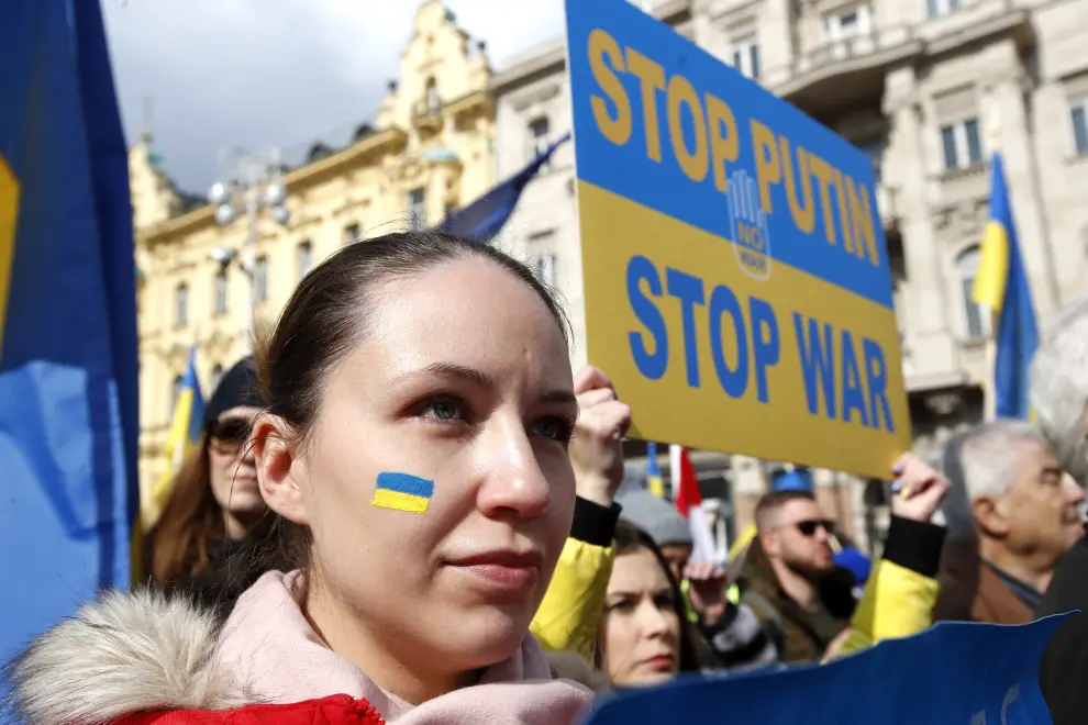 Croatian anti-war protest against RussiaÕs invasion in Ukraine