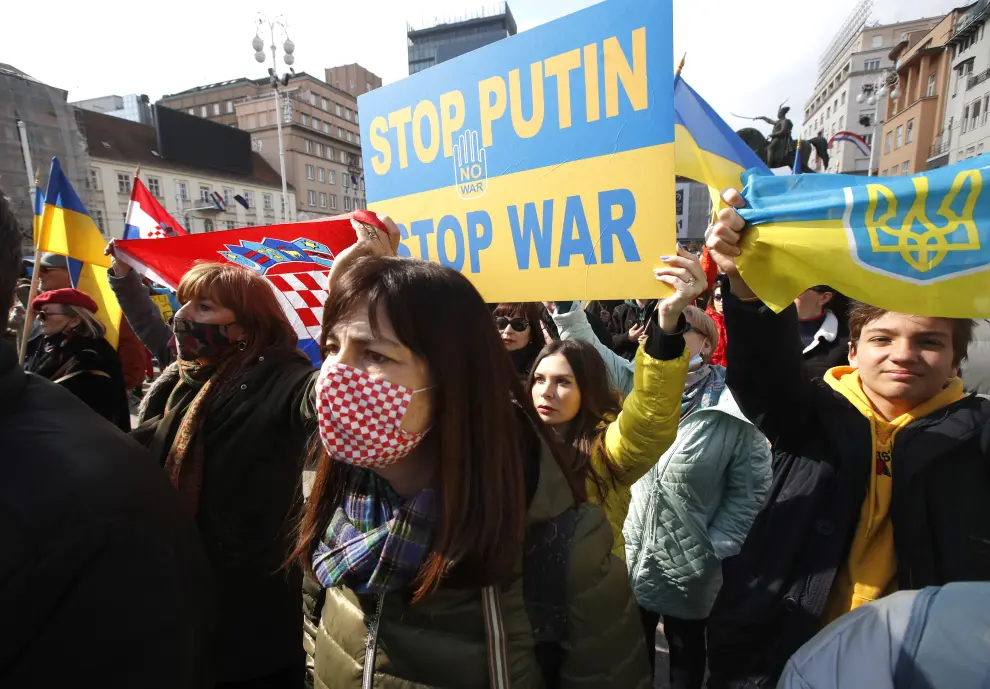 Croatian anti-war protest against RussiaÕs invasion in Ukraine