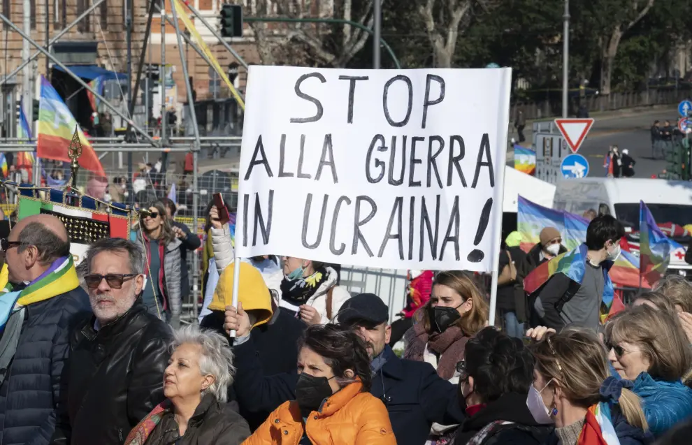 Demonstration for peace in Ukraine, in Rome