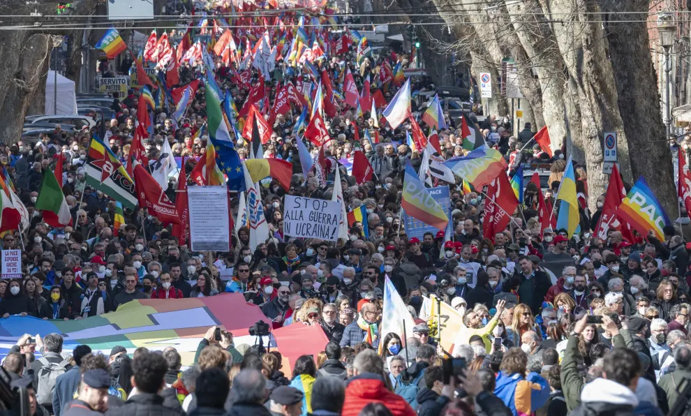 Demonstration for peace in Ukraine, in Rome