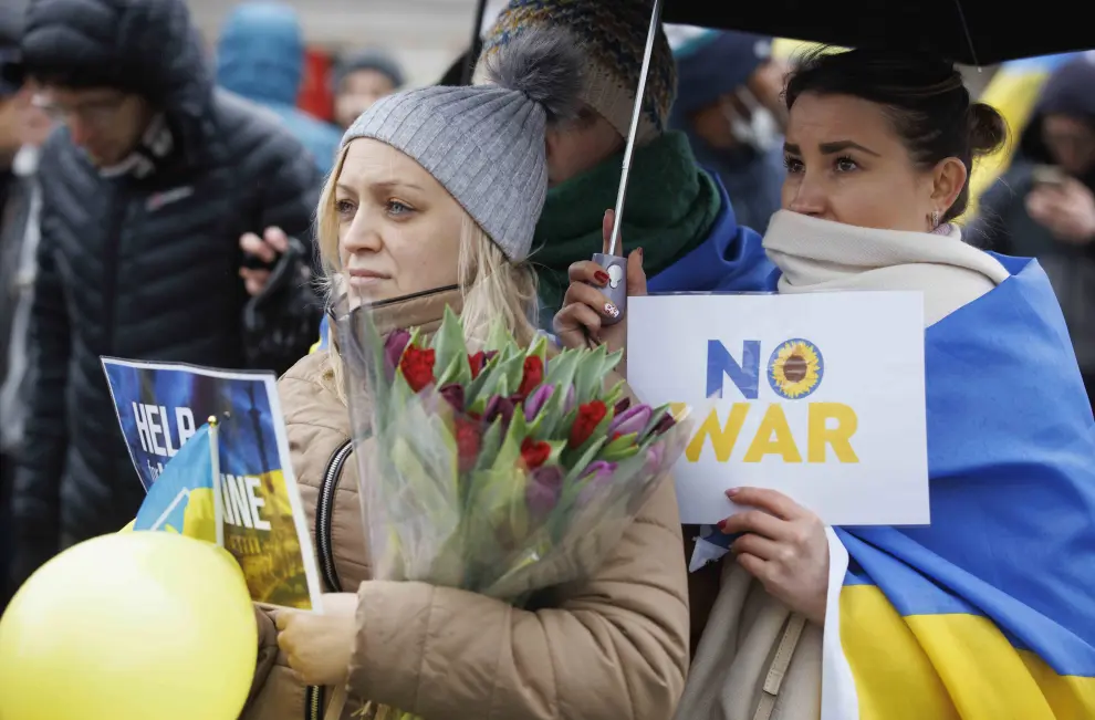 Ukrainians in London protest against Russian invasion of Ukraine