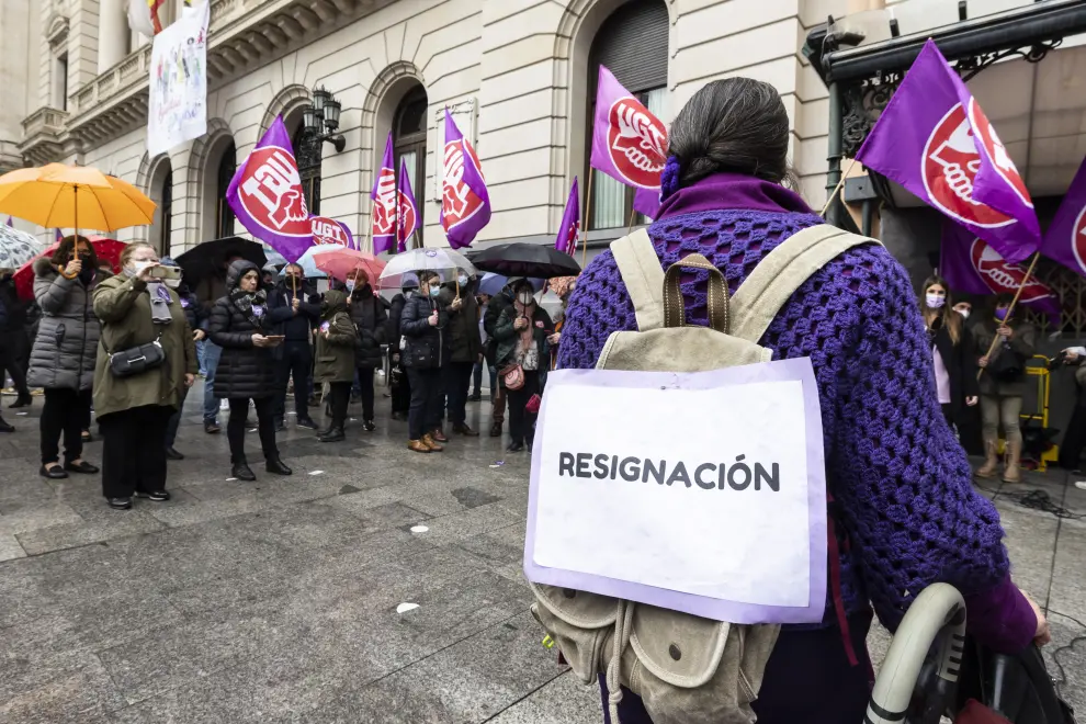 Marcha estudiantil con motivo del 8M en Zaragoza.