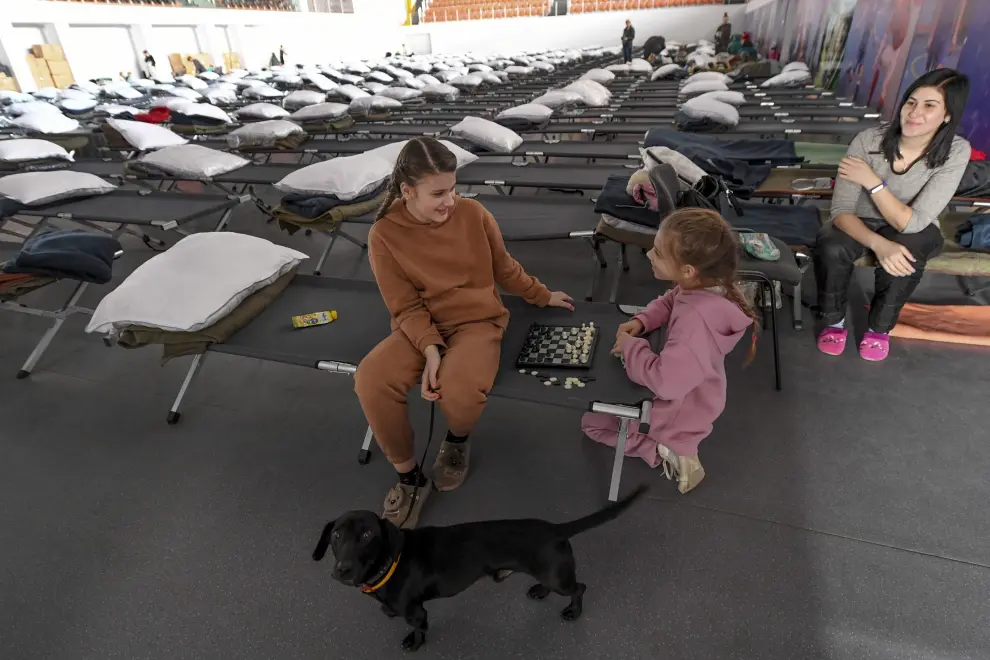 Refugiados ucranianos en un campamento de acogida en Ciorescu (Moldavia).