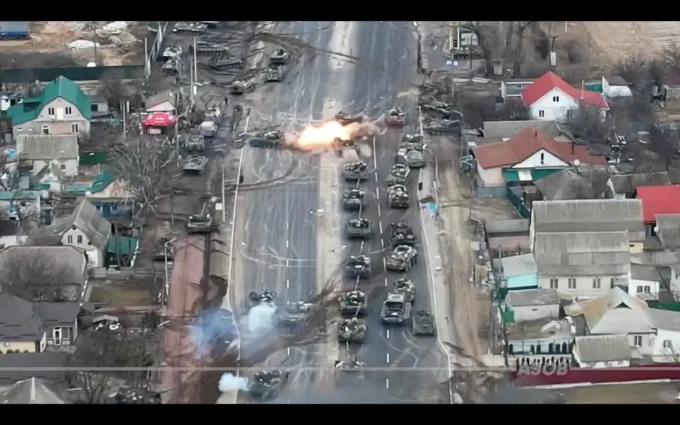 Tanques destruidos en Brovary.