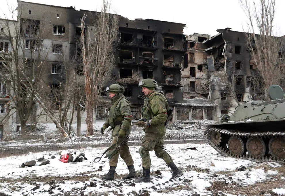 Militares prorusos en Volnovaja en la zona del Donbás.