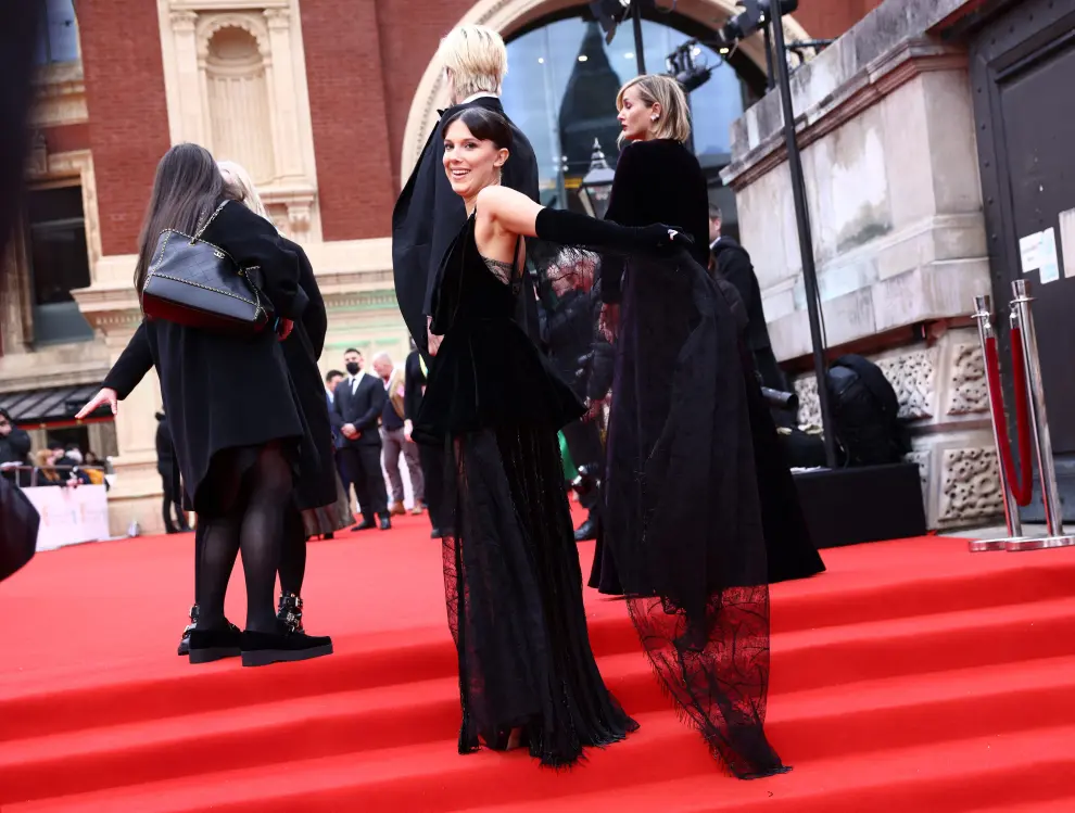 Sope Dirisu and Dominique Tipper arrives at the 75th British Academy of Film and Television Awards (BAFTA) at the Royal Albert Hall in London, Britain, March 13, 2022. REUTERS/Henry Nicholls AWARDS-BAFTA/ARRIVALS