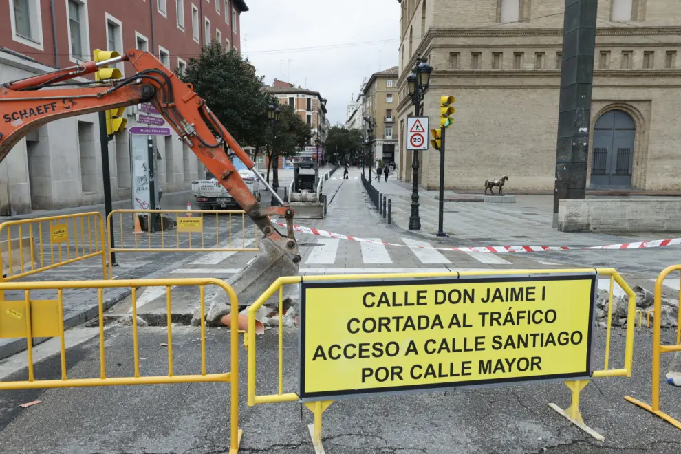 La calle Don Jaime, cortada al tráfico desde este lunes por obras.