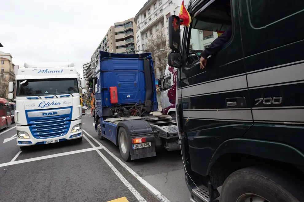 Manifestación de camiones en Zaragoza