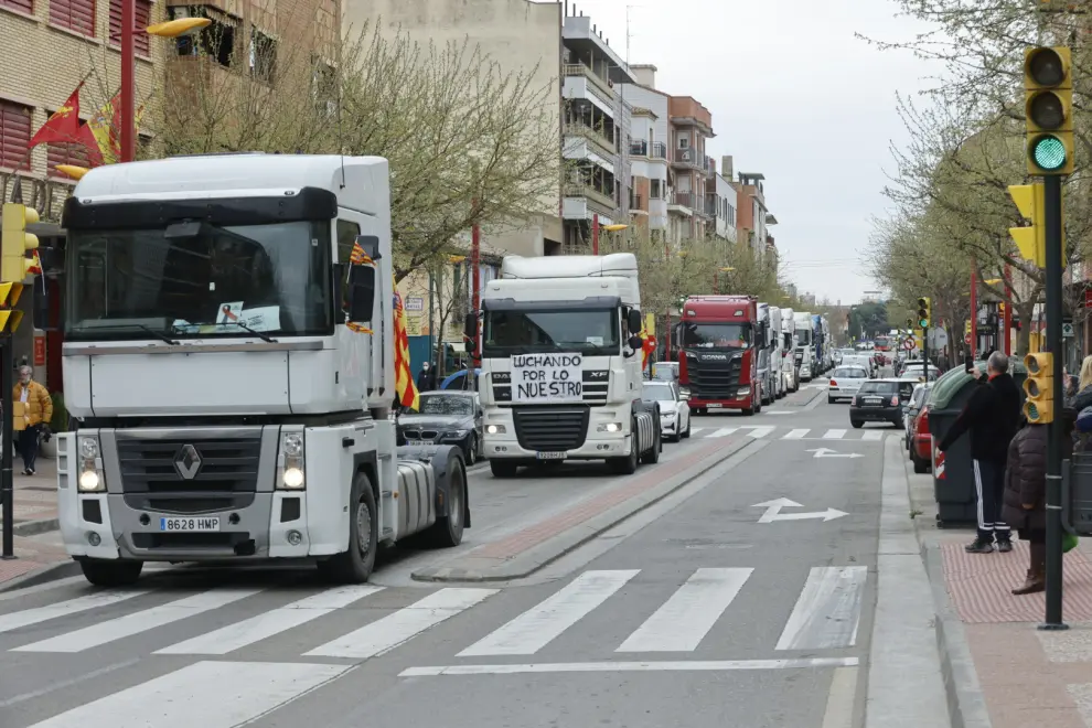 Protestas del sector del transporte en Zaragoza