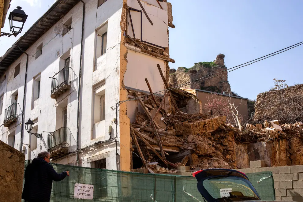 Nuevo derrumbe en el mismo edificio que cedió el domingo en Calatayud.