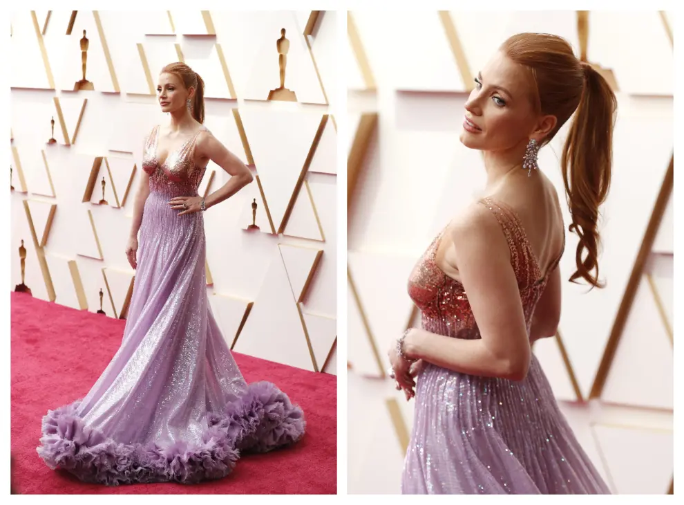 Jessica Chastain brilla sobre la alfombra roja de los Óscar