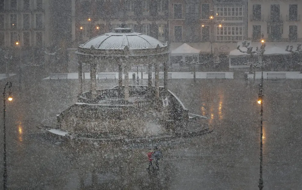 Nieve en Pamplona a primera hora de este viernes...EDUARDO SANZ-EUROPA PRESS..01/04/2022[[[EP]]]