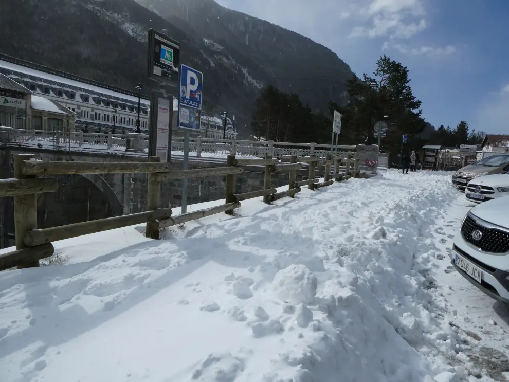 Nevada en Canfranc este sábado, 2 de abril.