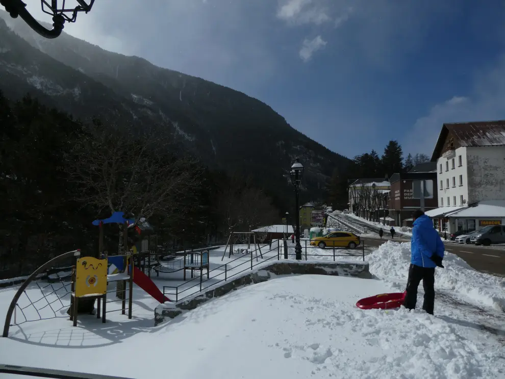 Nevada en Canfranc este sábado, 2 de abril.