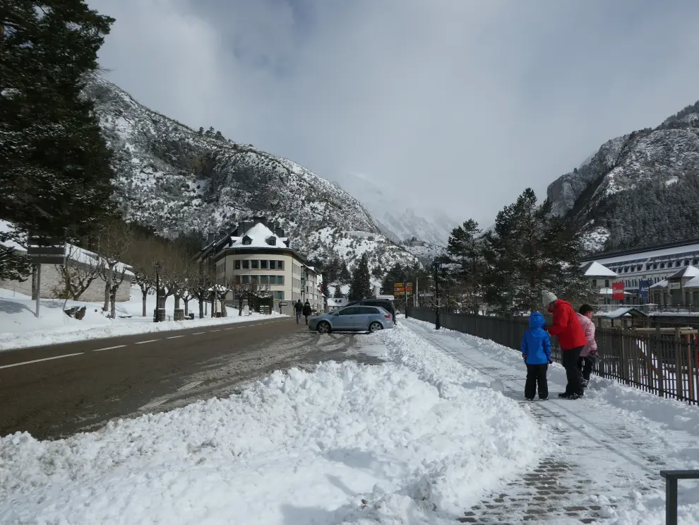 Nevada en Canfranc este sábado, 2 de abril.