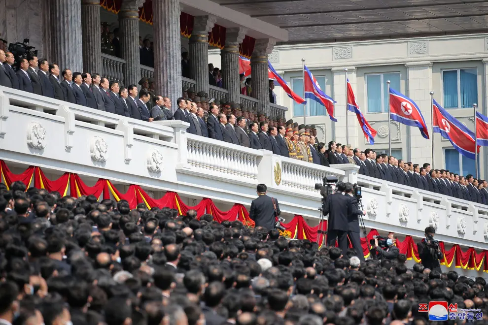 North Korean leader Kim Jong Un attends a national meeting and a public procession to mark 110th birth anniversary of the state's founder, Kim II Sung, in Pyongyang, North Korea, April 15, 2022. Picture taken April 15, 2022 by North Korea's Korean Central News Agency (KCNA). KCNA via REUTERS ATTENTION EDITORS - THIS IMAGE WAS PROVIDED BY A THIRD PARTY. REUTERS IS UNABLE TO INDEPENDENTLY VERIFY THIS IMAGE. NO THIRD PARTY SALES. SOUTH KOREA OUT. NO COMMERCIAL OR EDITORIAL SALES IN SOUTH KOREA. NORTHKOREA-ANNIVERSARY/