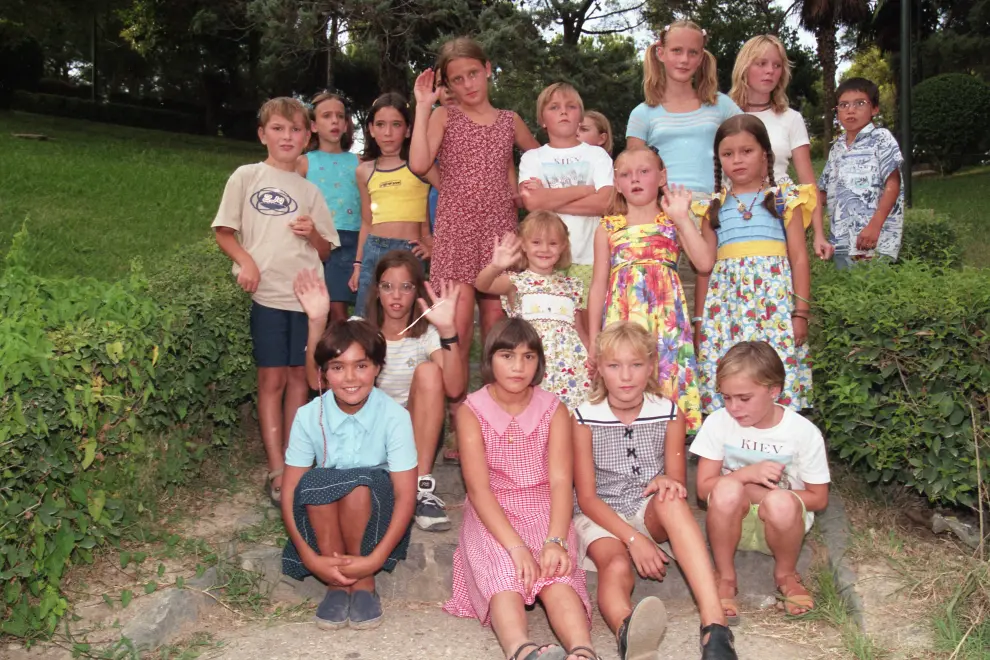 Niños ucranianos en Zaragoza, en 1990.