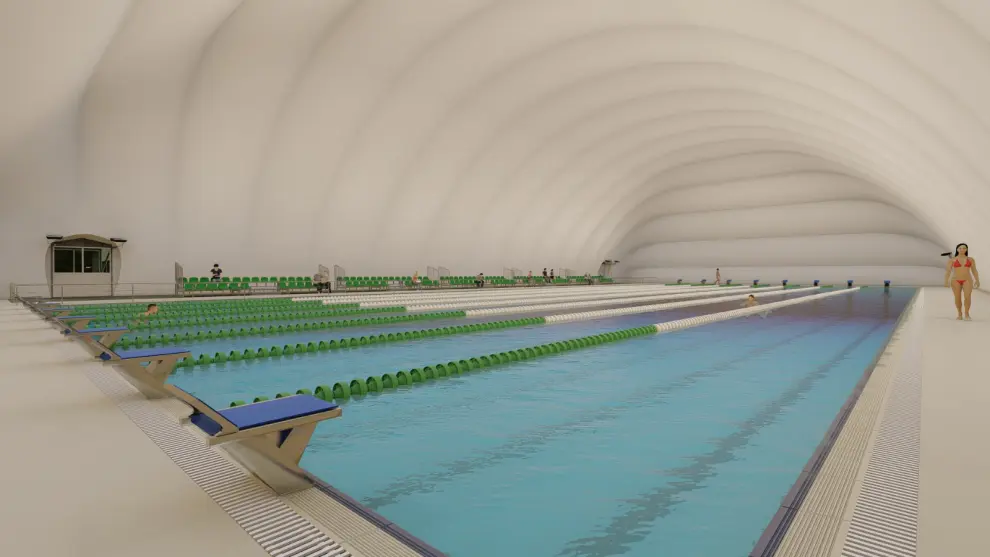 Un globo presostático cubrirá la piscina olímpica exterior de El Olivar
