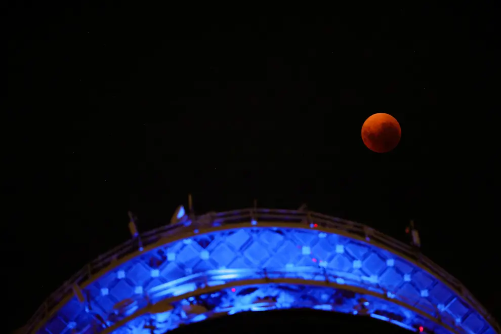 A total lunar eclipse dubbed the 'blood' moon is pictured in Santiago