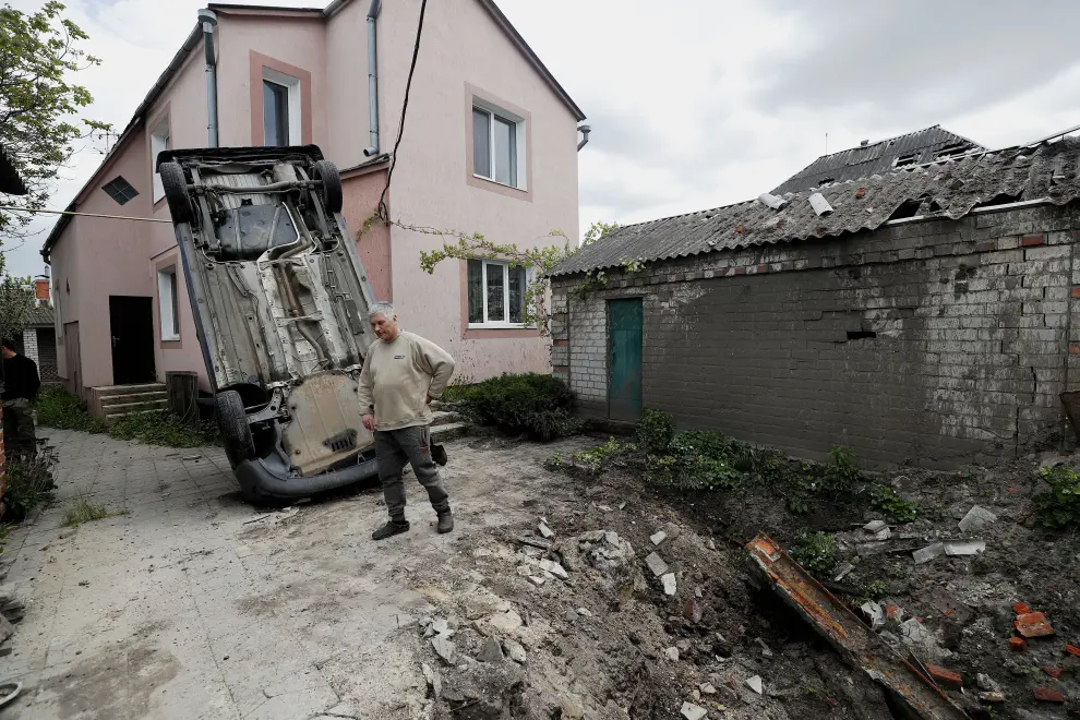Huellas dejadas por  el Ejército ruso en Járkov tras el repliegue de las tropas