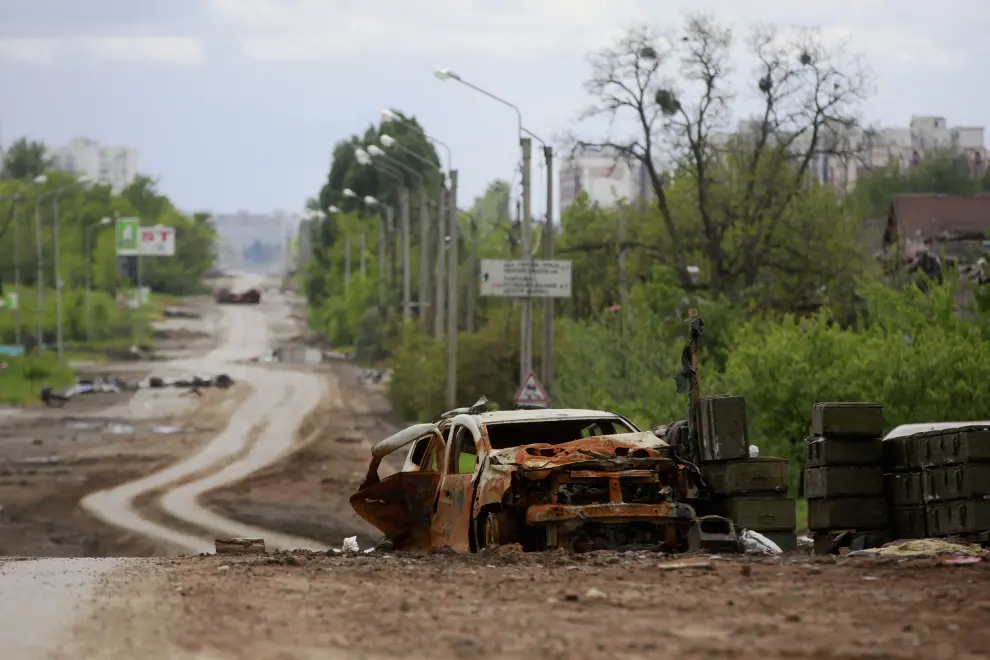 Huellas dejadas por  el Ejército ruso en Járkov tras el repliegue de las tropas