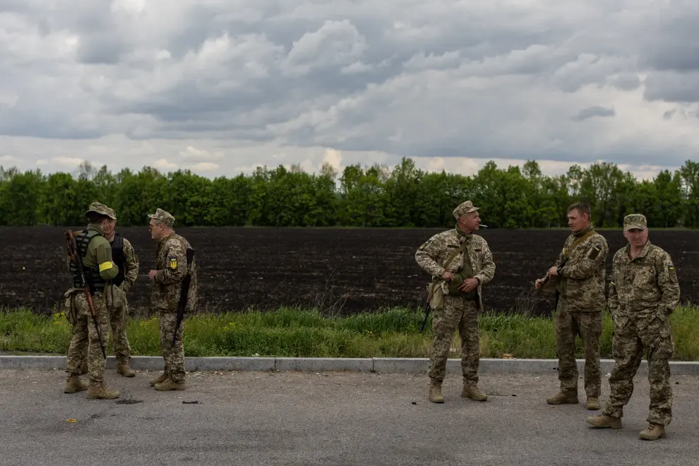 Militares ucranianos cerca de Oleksandriya.