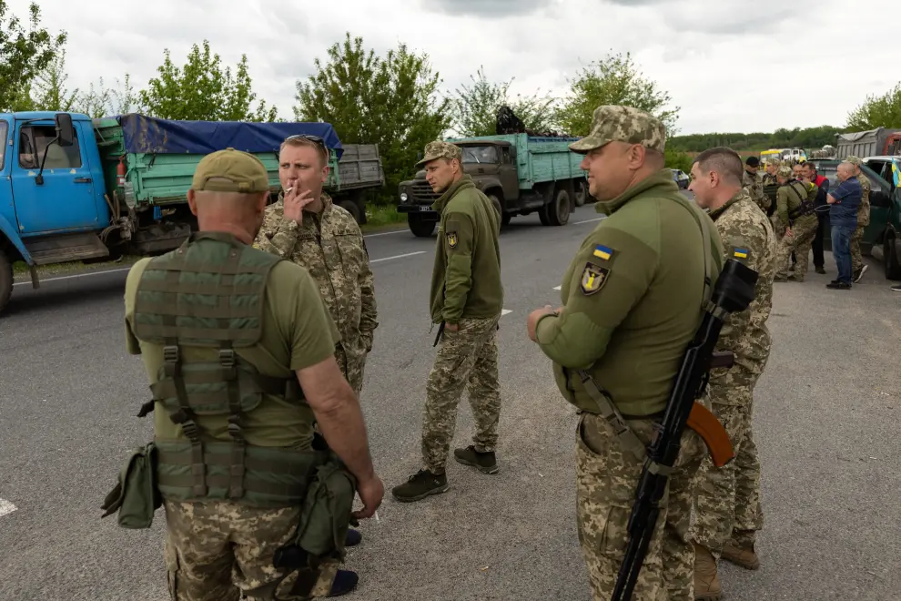 Militares ucranianos cerca de Oleksandriya.