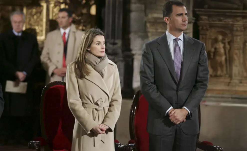 Visita de los reyes, don Felipe VI y doña Letizia a Jaca y el monasterio de San Juan de la Peña en 2020.