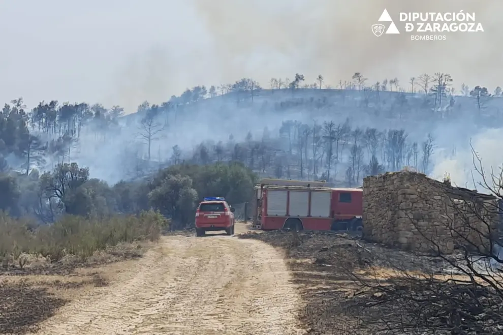 Incendio forestal en Nonaspe.