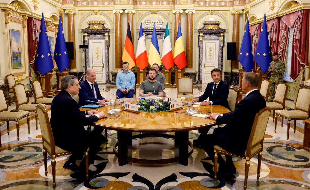 Macron, Sholz y Draghi visitan Ucrania