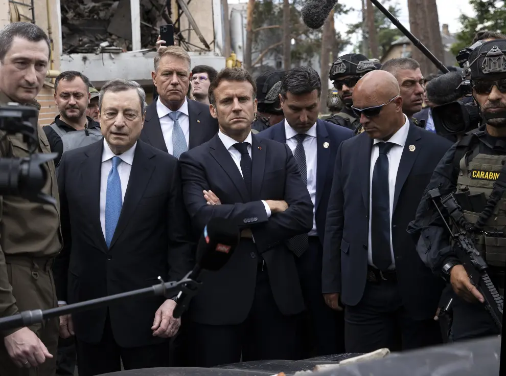 Macron, Sholz y Draghi visitan Ucrania