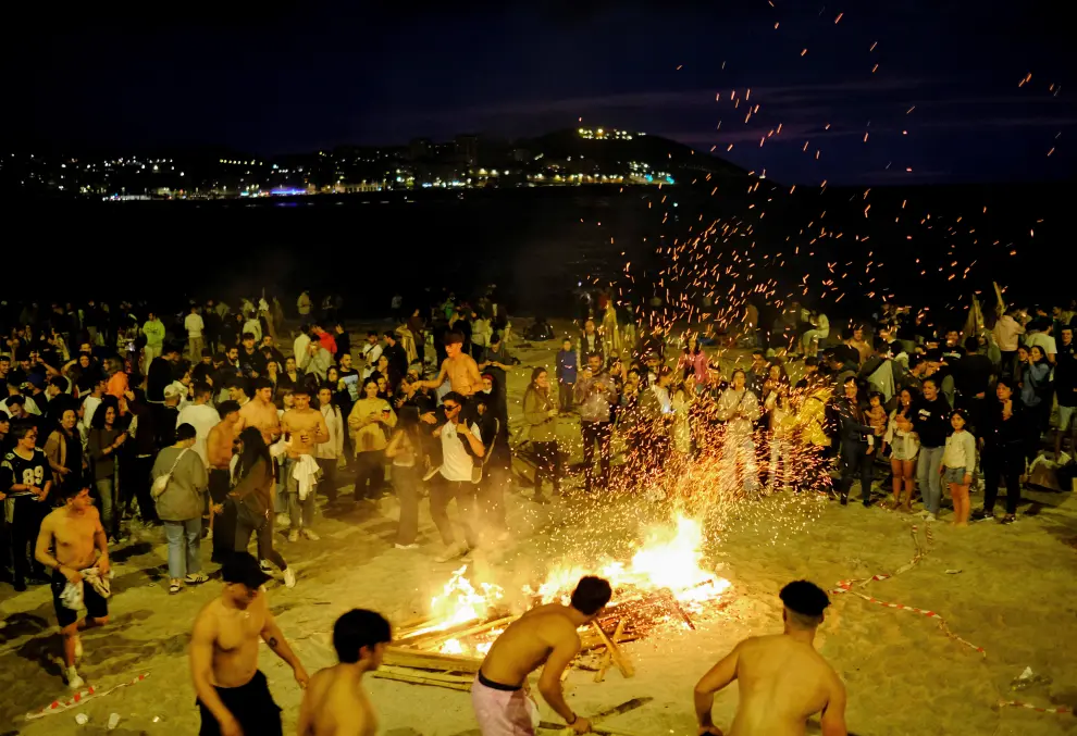 People celebrate beginning of summer in northern Spain