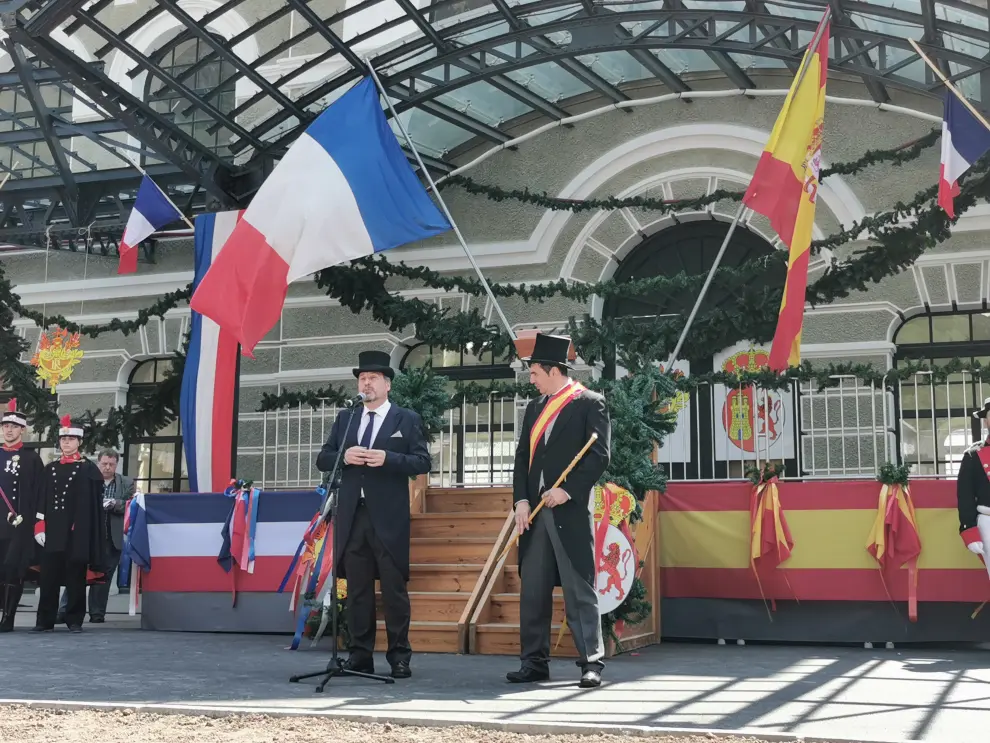 Recreación histórica de la inauguración de la Estación Internacional de Canfranc.