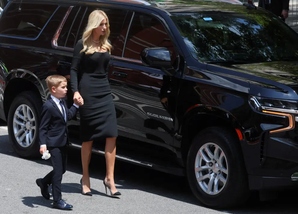 Ivanka Trump, daughter of Former U.S. President Donald Trump and Ivana Trump and her husband Jared Kushner arrive to attend the funeral for Ivana Trump, socialite and first wife of former U.S. President Donald Trump, at St. Vincent Ferrer Church, in New York City, U.S., July 20, 2022.  REUTERS/Brendan McDermid PEOPLE-IVANA TRUMP/FUNERAL