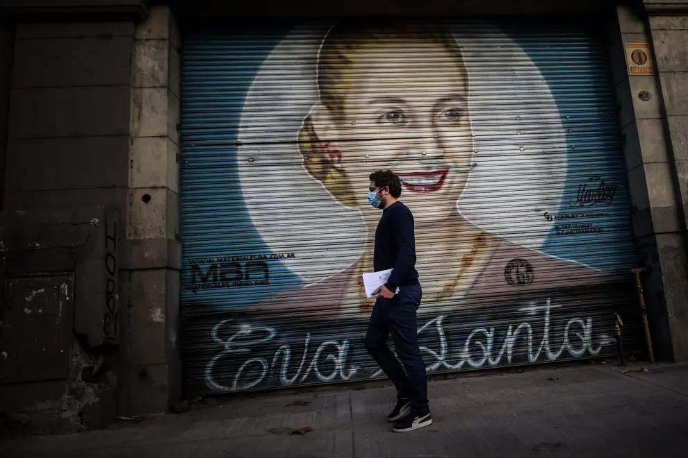 Un mural en honor a Eva Perón en Buenos Aires.