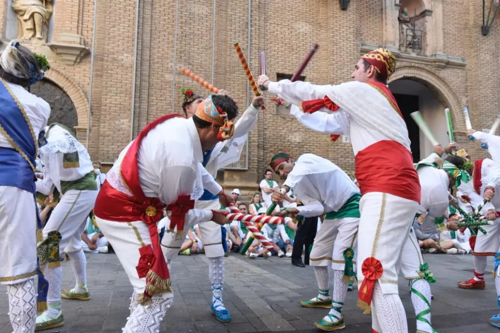 Los danzantes de Huesca en las fiestas de San Lorenzo 2022.