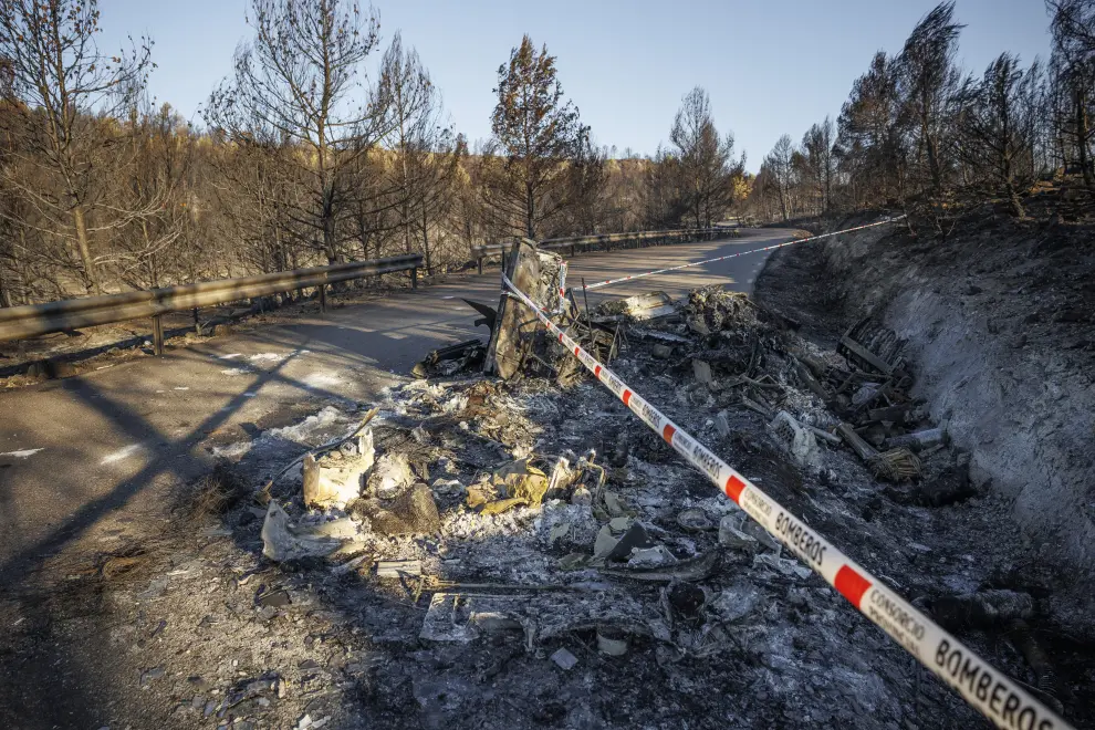 Bejís (Castellón) tras el incendio forestal que ha calcinado 19.000 hectáreas.