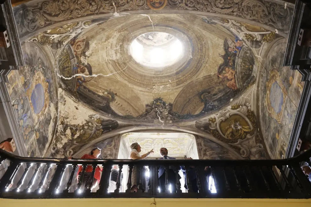 Lambán visita a las obras de restauración de la iglesia de La Mantería de Zaragoza