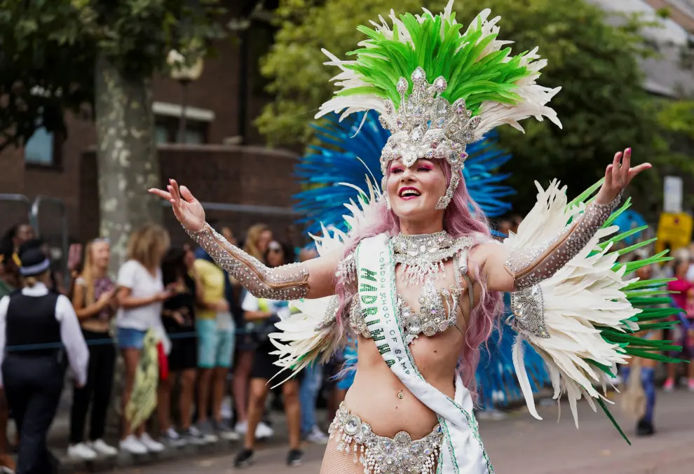 Revellers take part in the Notting Hill Carnival in London, Britain, August 29, 2022. REUTERS/Maja Smiejkowska BRITAIN-CARNIVAL/