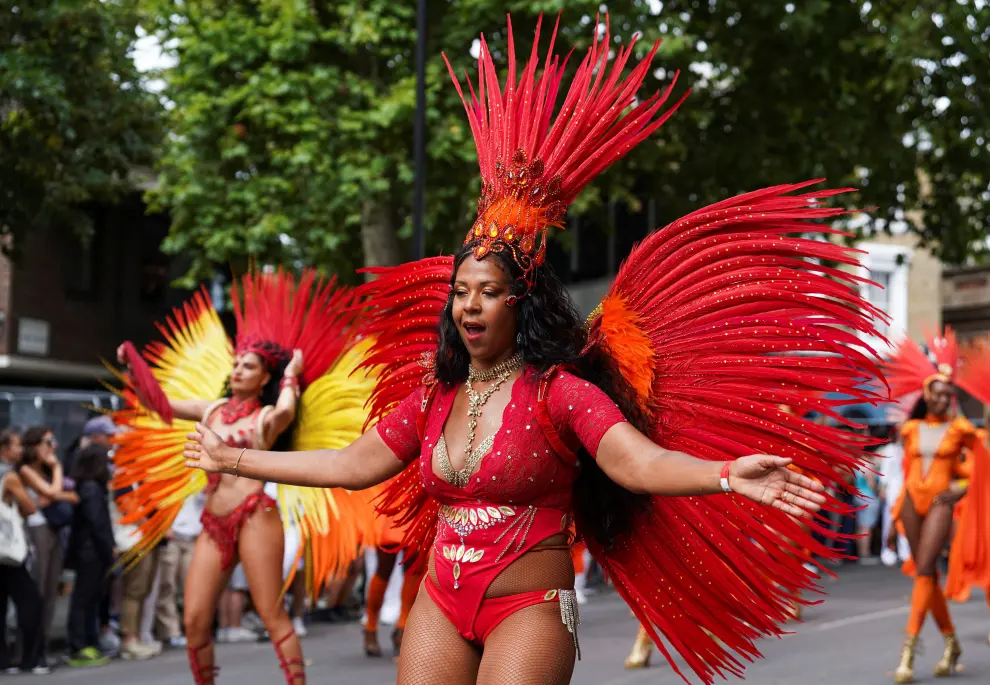 A reveller takes part in the Notting Hill Carnival in London, Britain, August 29, 2022. REUTERS/Maja Smiejkowska BRITAIN-CARNIVAL/