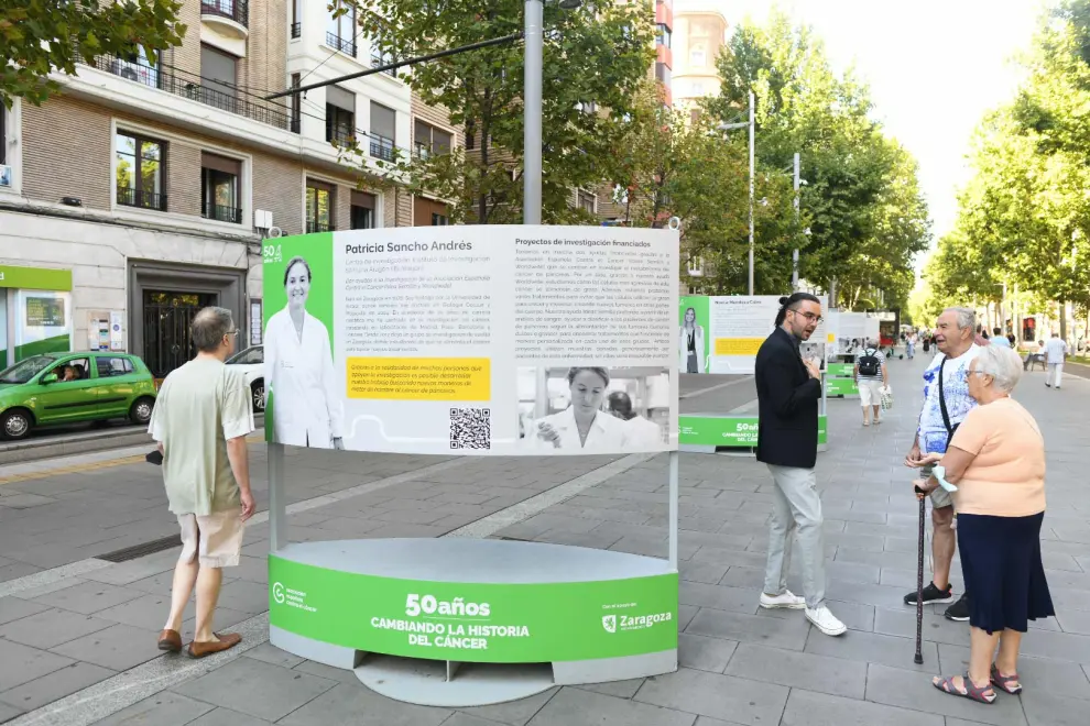 La muestra acerca los proyectos financiados en Aragón por la AECC con motivo del 50 aniversario de la fundación científica.