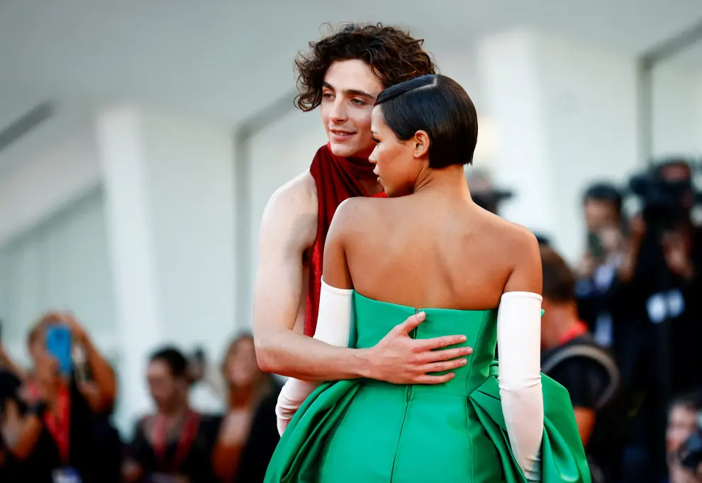 The 79th Venice Film Festival - Premiere screening of the film "Bones and All" in competition - Red Carpet Arrivals - Venice, Italy, September 2, 2022. Cast member Timothee Chalamet attends. REUTERS/Guglielmo Mangiapane FILMFESTIVAL-VENICE/BONES AND ALL